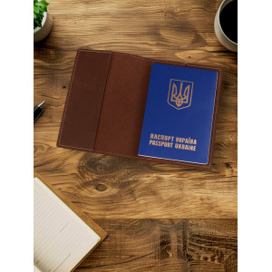 Шкіряна обкладинка для  паспорта коньяк