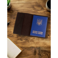 Шкіряна обкладинка для  паспорта  коричневий
