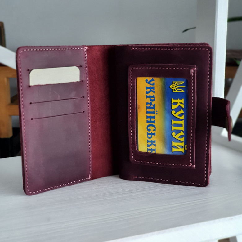 Шкіряна обкладинка для документів GS бордова