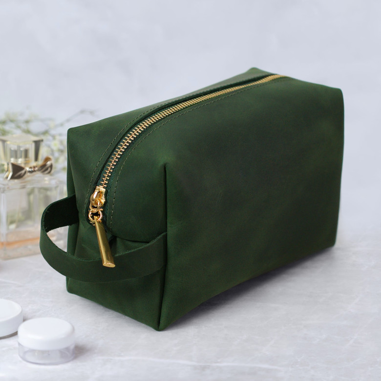 Косметичка з натуральної шкіри«Pack’n’Go» зелена small
