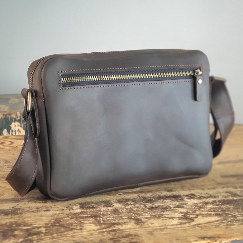 Чоловіша шкіряна сумка крос-боді GS 19*25*5 см коричнева