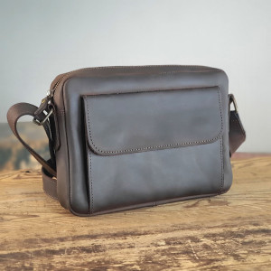 Чоловіша шкіряна сумка крос-боді GS 19*25*5 см коричнева