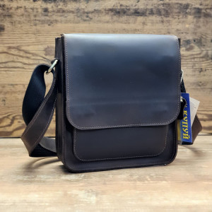 Чоловіча шкіряна сумка GS  23*21*6 см коричнева