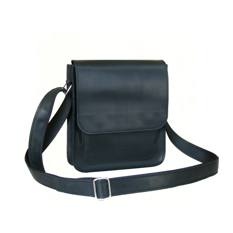 Чоловіча шкіряна сумка GS  23*21*6 см чорна