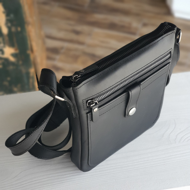 Чоловіча шкіряна сумка - планшет GS 22*20*3 см чорна